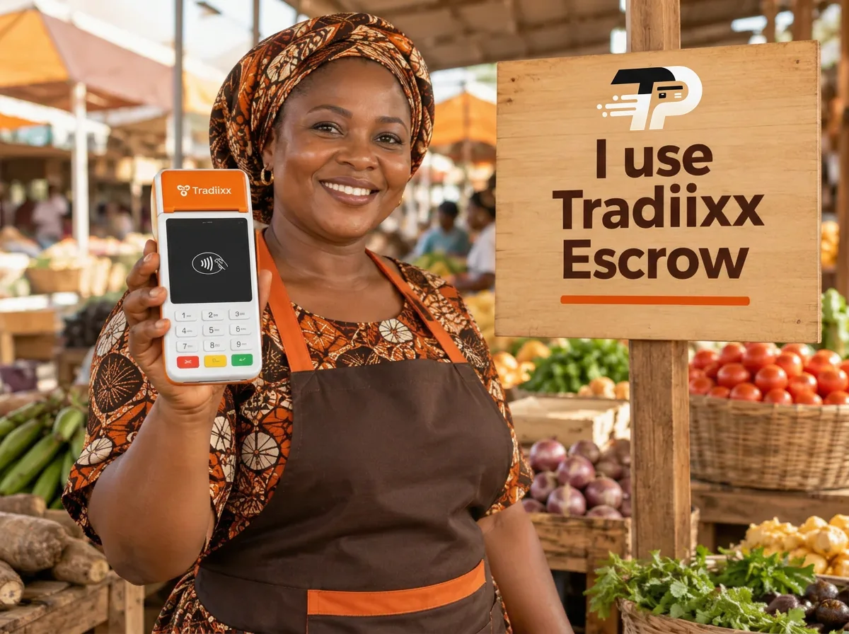 Traders and shoppers in a busy Nigerian market