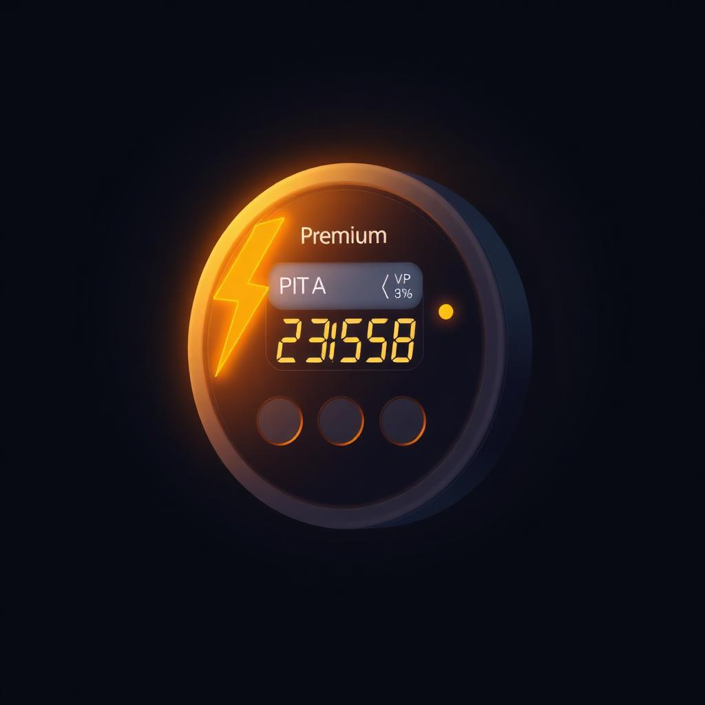 Prepaid electricity meter glowing orange